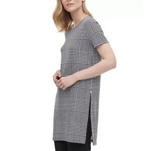 Calvin Klein Houndstooth Side-Split Tunic Top